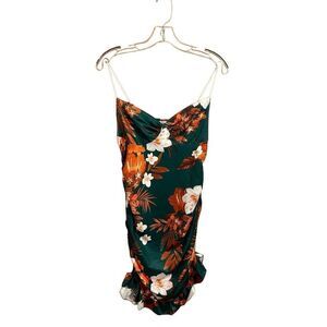Women’s Size L Summer Sundress Hawaiin Print Spaghetti Strap Ruffled Bottom NEW